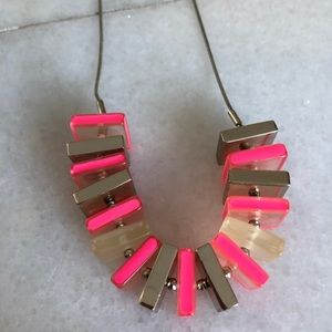 Hot pink and lucite cube gold necklace